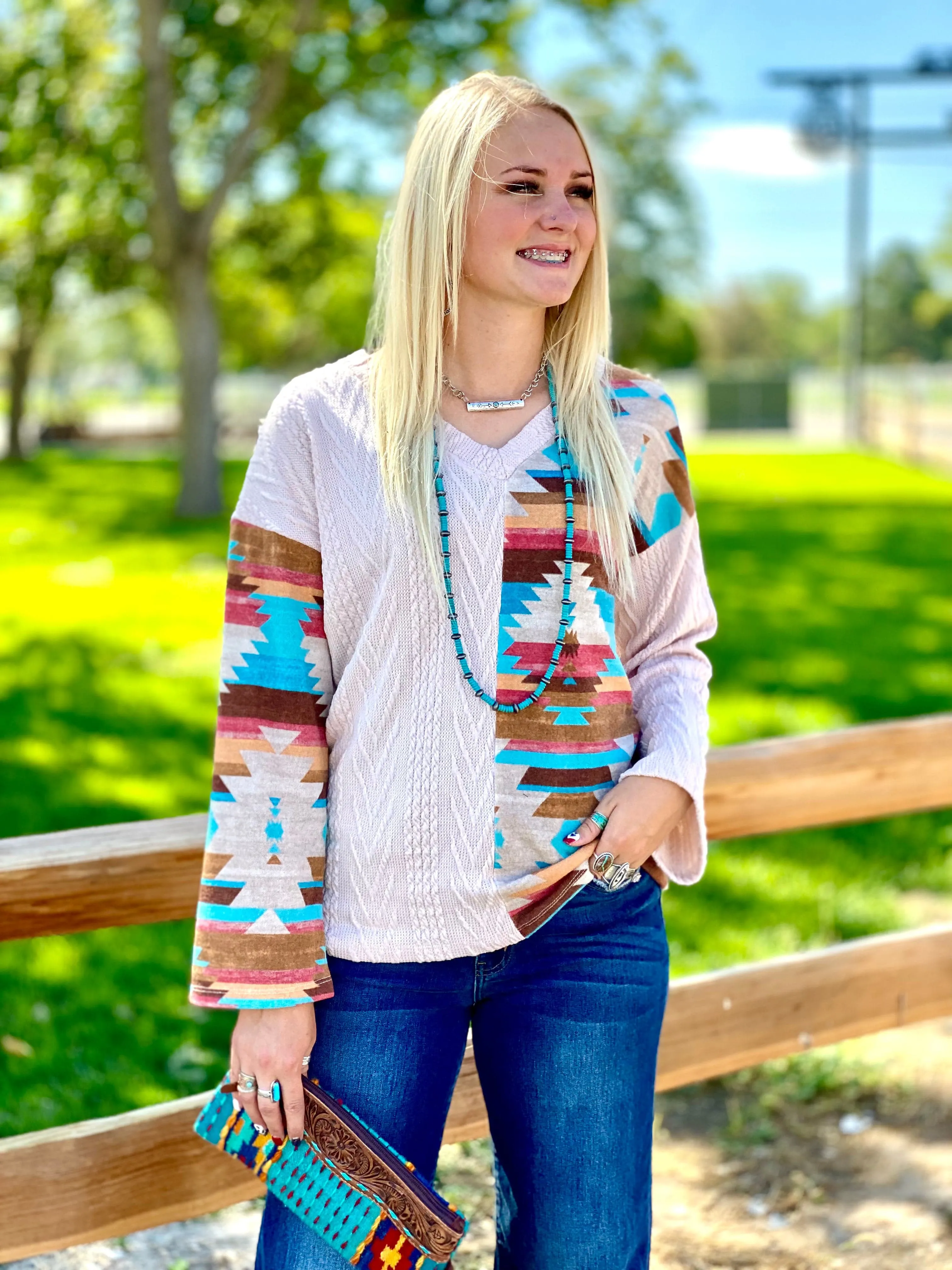 The North of Telluride Cable Knit Aztec Pullover