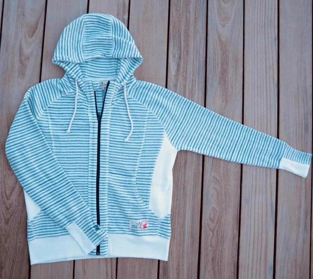 Women's French Terry Indigo Striped Hoodie